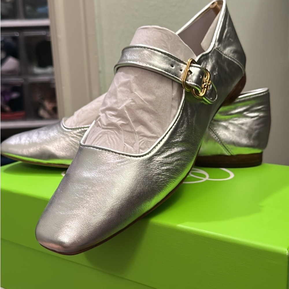 Sam Edelman Silver Mary Jane Flats